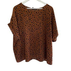 Emery cheetah print plus size shirt sleeve cuffed blouse size 4XL
